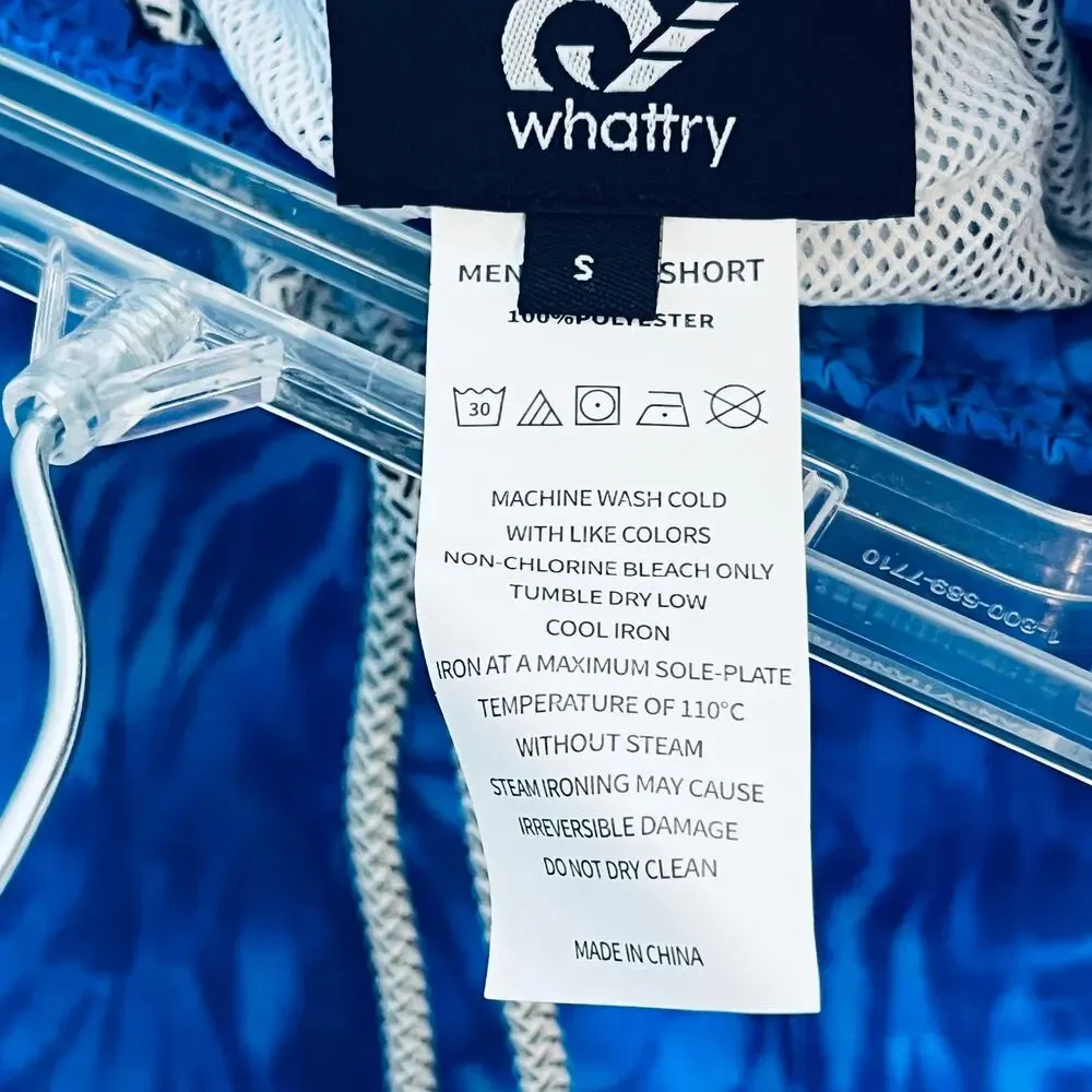Whattry Blue Swim Trunks Pockets New S